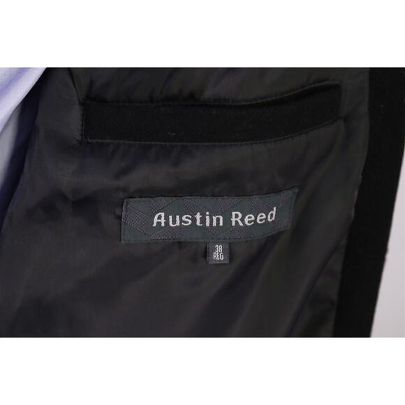 Austin Reed Black Wool Cashmere Full Length Overcoat Coat 38R - Picture 8 of 9